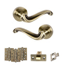 Old English Colchester Door Handle Pack in Antique Brass
