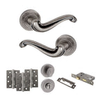 Old English Colchester Door Handle Pack in Distressed Silver