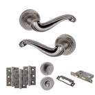 Old English Colchester Door Handle Pack in Distressed Silver