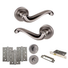 Old English Colchester Door Handle Pack in Matt Gun Metal