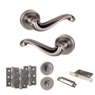 Old English Colchester Door Handle Pack in Matt Gun Metal