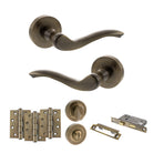 Old English Warwick Door Handle Pack in Antique Brass