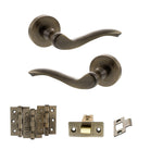 Old English Warwick Door Handle Pack in Antique Brass