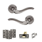 Old English Warwick Door Handle Pack in Distressed Silver
