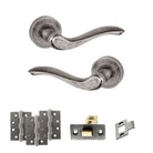 Old English Warwick Door Handle Pack in Distressed Silver