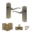 Old English Warwick Door Handle Pack in Matt Antique Brass