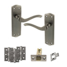 Old English Warwick Door Handle Pack in Matt Gun Metal