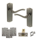 Old English Warwick Door Handle Pack in Matt Gun Metal