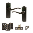 Old English Warwick Door Handle Pack in Urban Dark Bronze