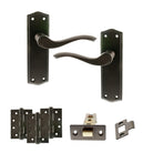 Old English Warwick Door Handle Pack in Urban Dark Bronze