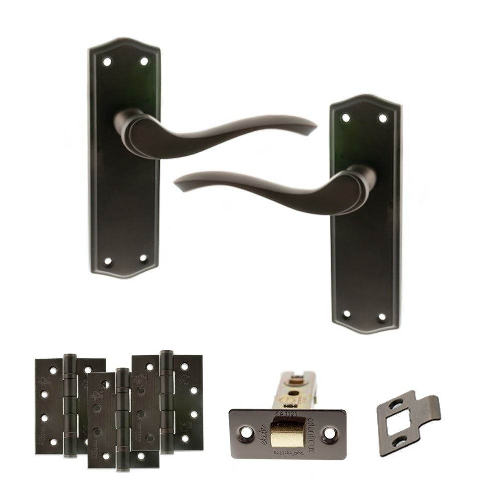 Old English Warwick Door Handle Pack in Urban Dark Bronze