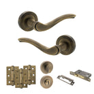 Old English Warwick Door Handle Pack in Matt Antique Brass