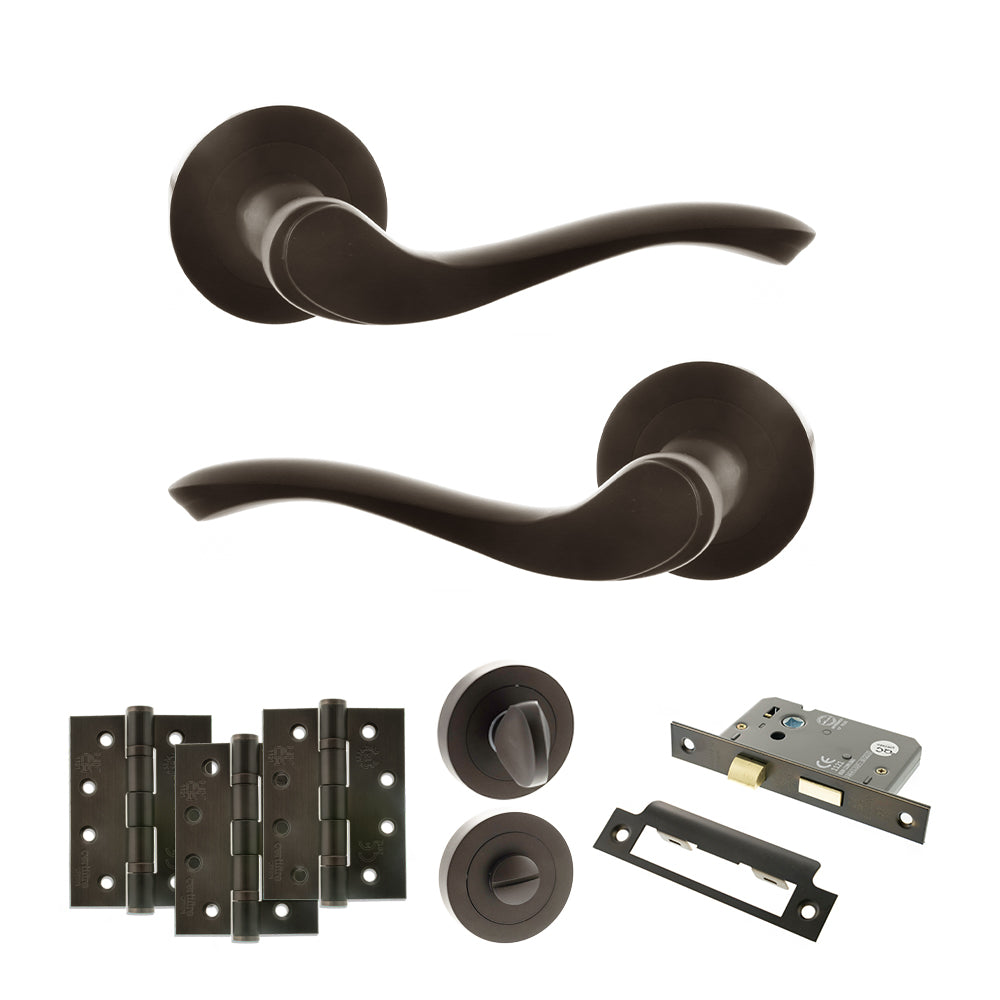Old English Warwick Door Handle Pack in Urban Dark Bronze