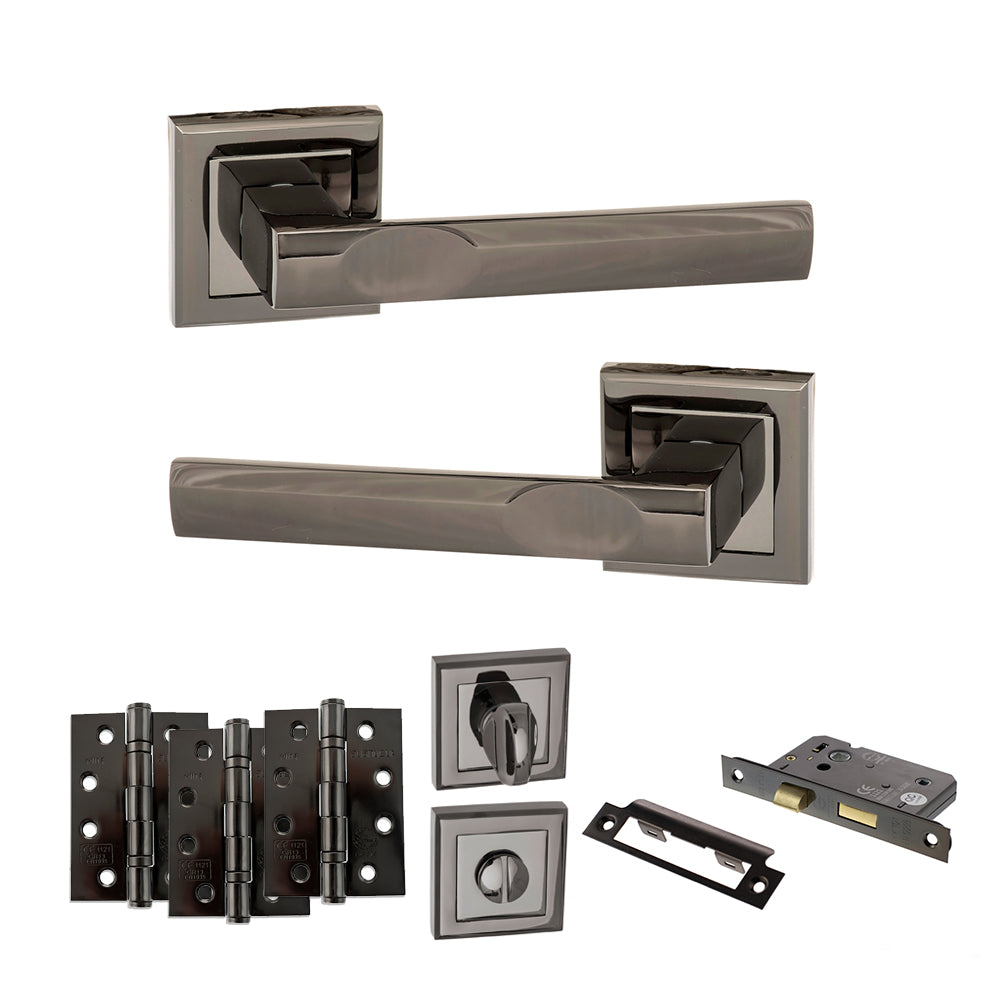 Kansas Door Handle Pack in Black Nickel
