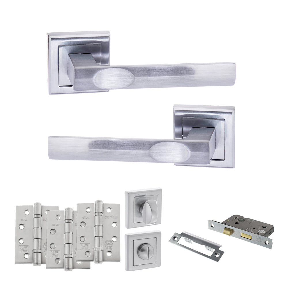 Kansas Door Handle Pack in Satin Chrome