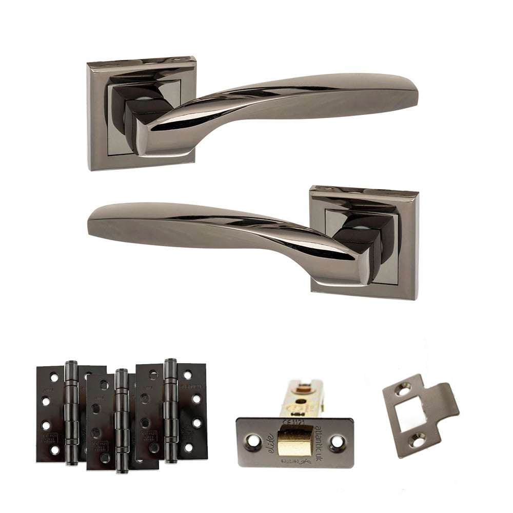 Oklahoma Door Handle Pack in Black Nickel
