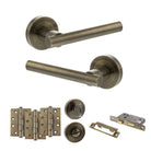 Nebraska Door Handle Pack in Antique Brass