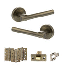 Nebraska Door Handle Pack in Antique Brass