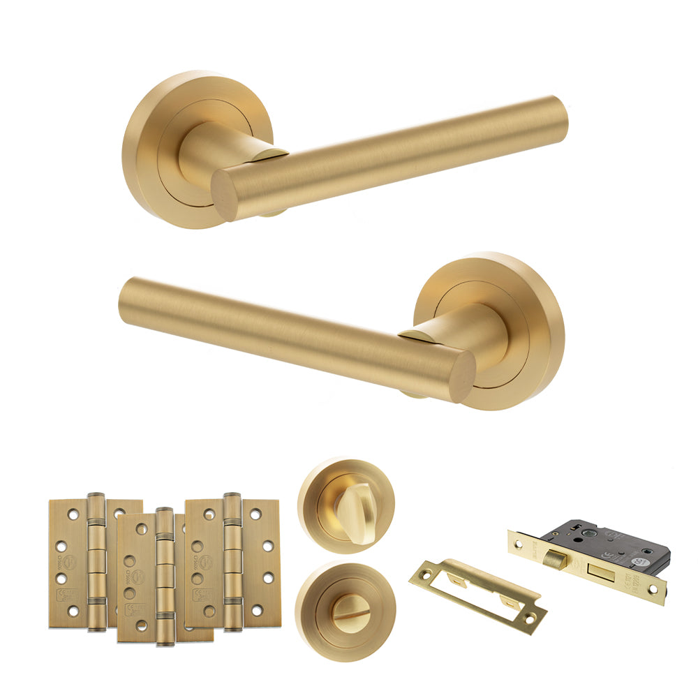 Nebraska Door Handle Pack in Satin Brass