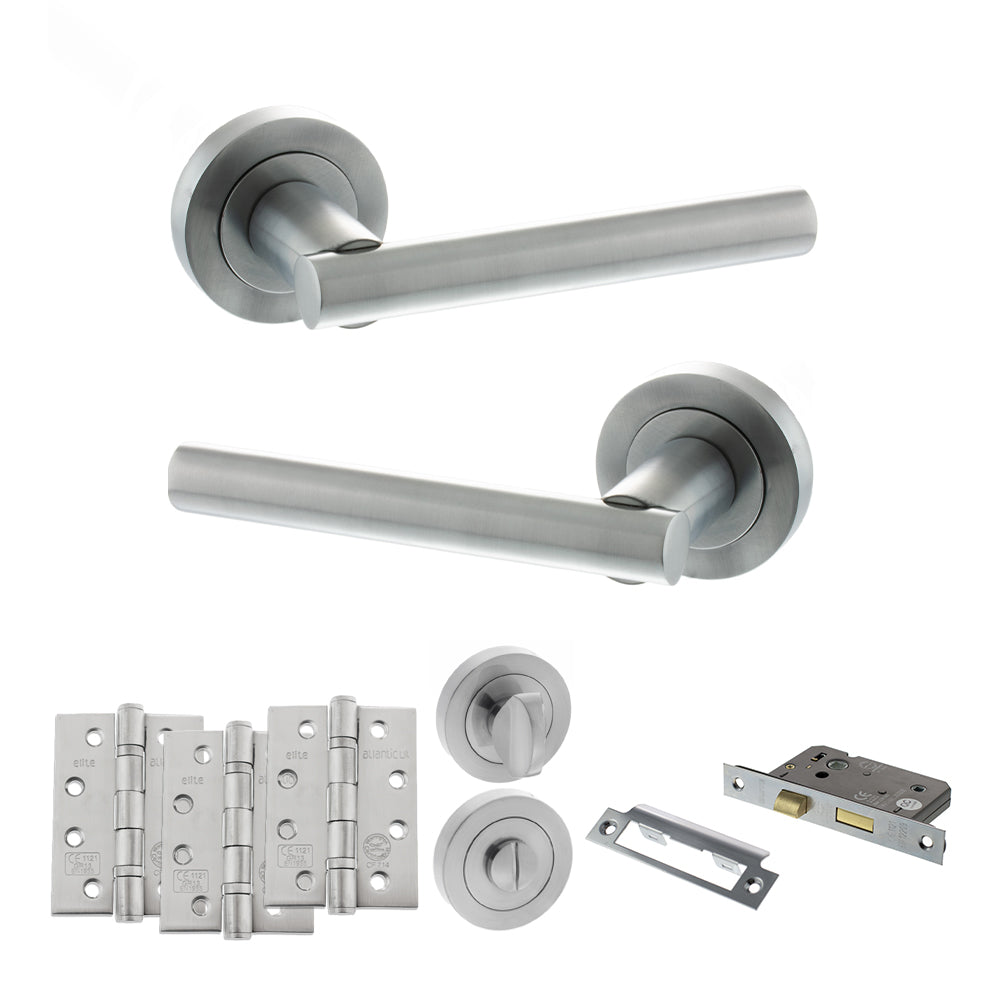 Nebraska Door Handle Pack in Satin Chrome