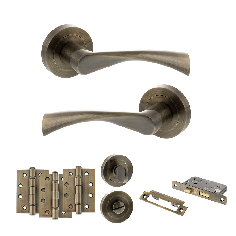 Colorado Door Handle Pack in Antique Brass