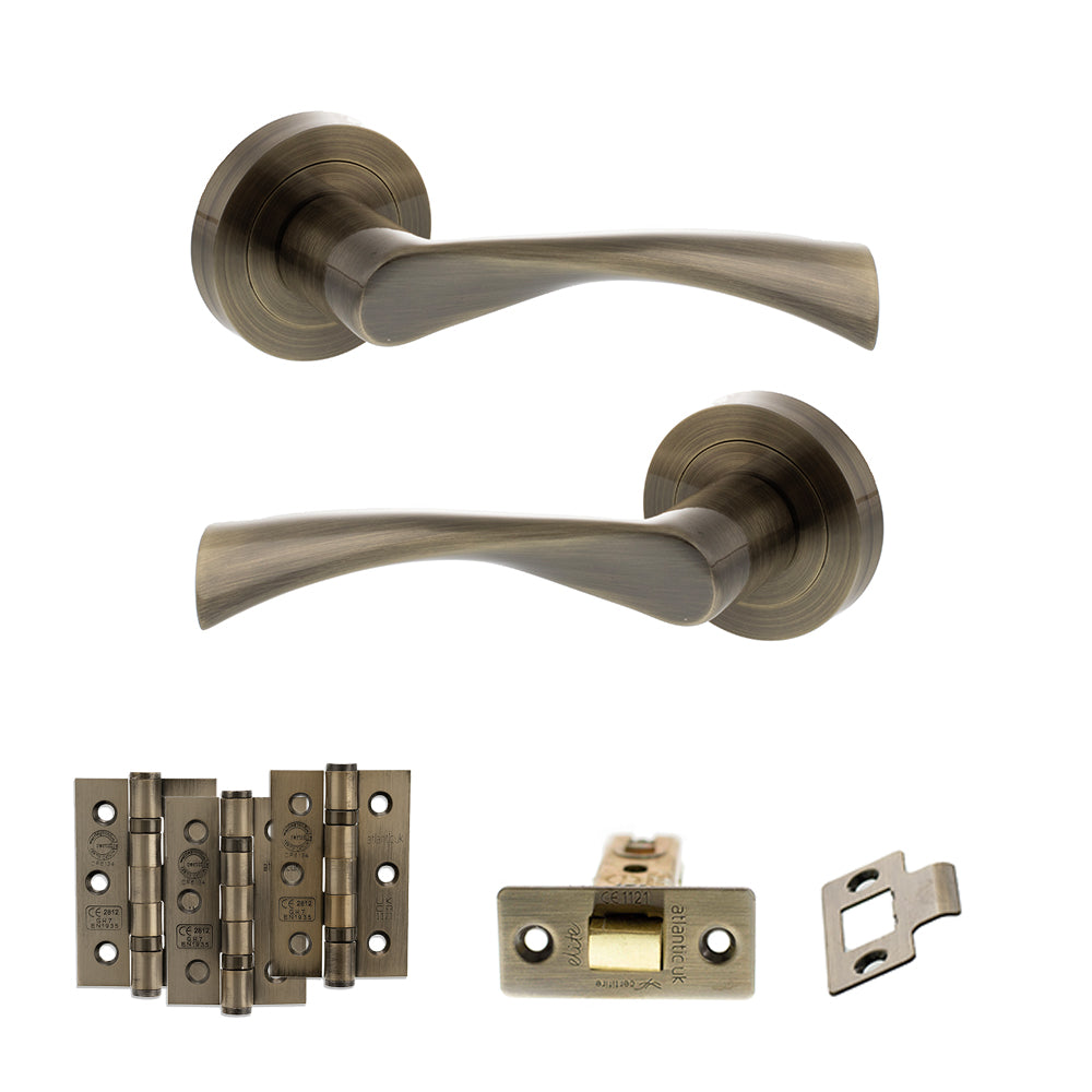 Colorado Door Handle Pack in Antique Brass
