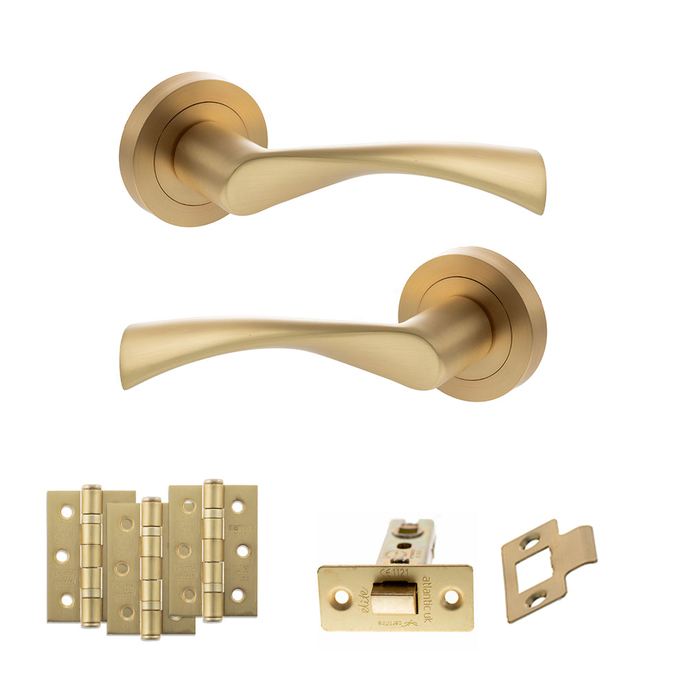 Colorado Door Handle Pack in Satin Brass