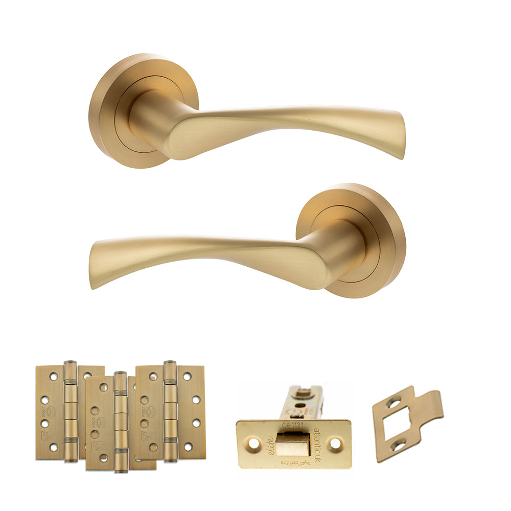 Colorado Door Handle Pack in Satin Brass