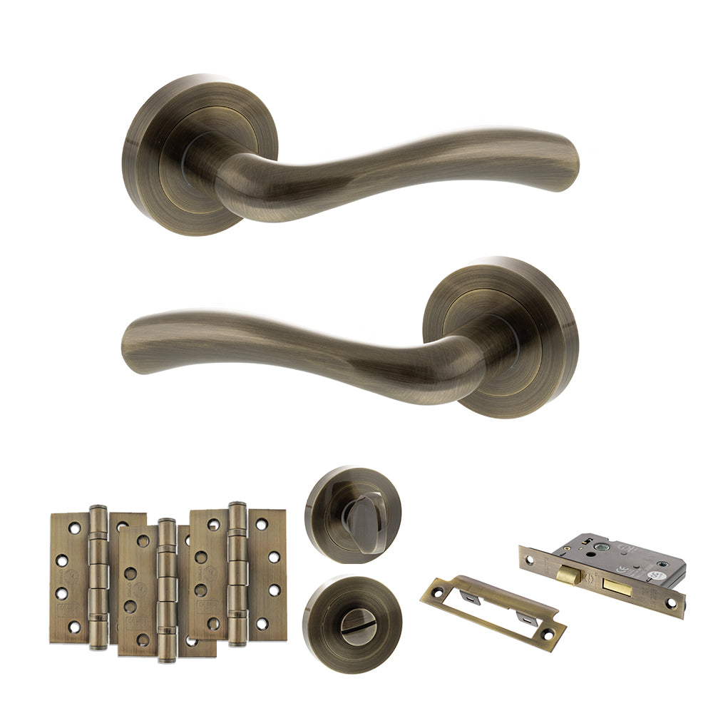 Texas Door Handle Pack in Antique Brass