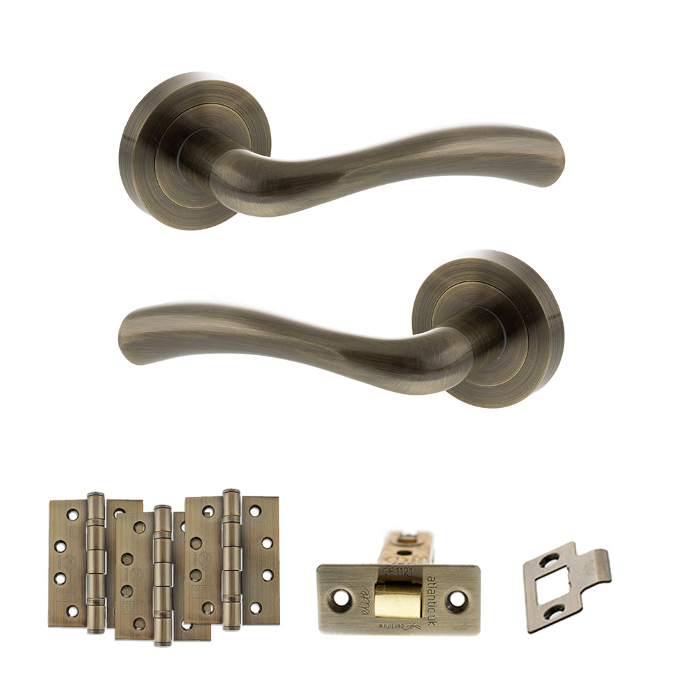 Texas Door Handle Pack in Antique Brass