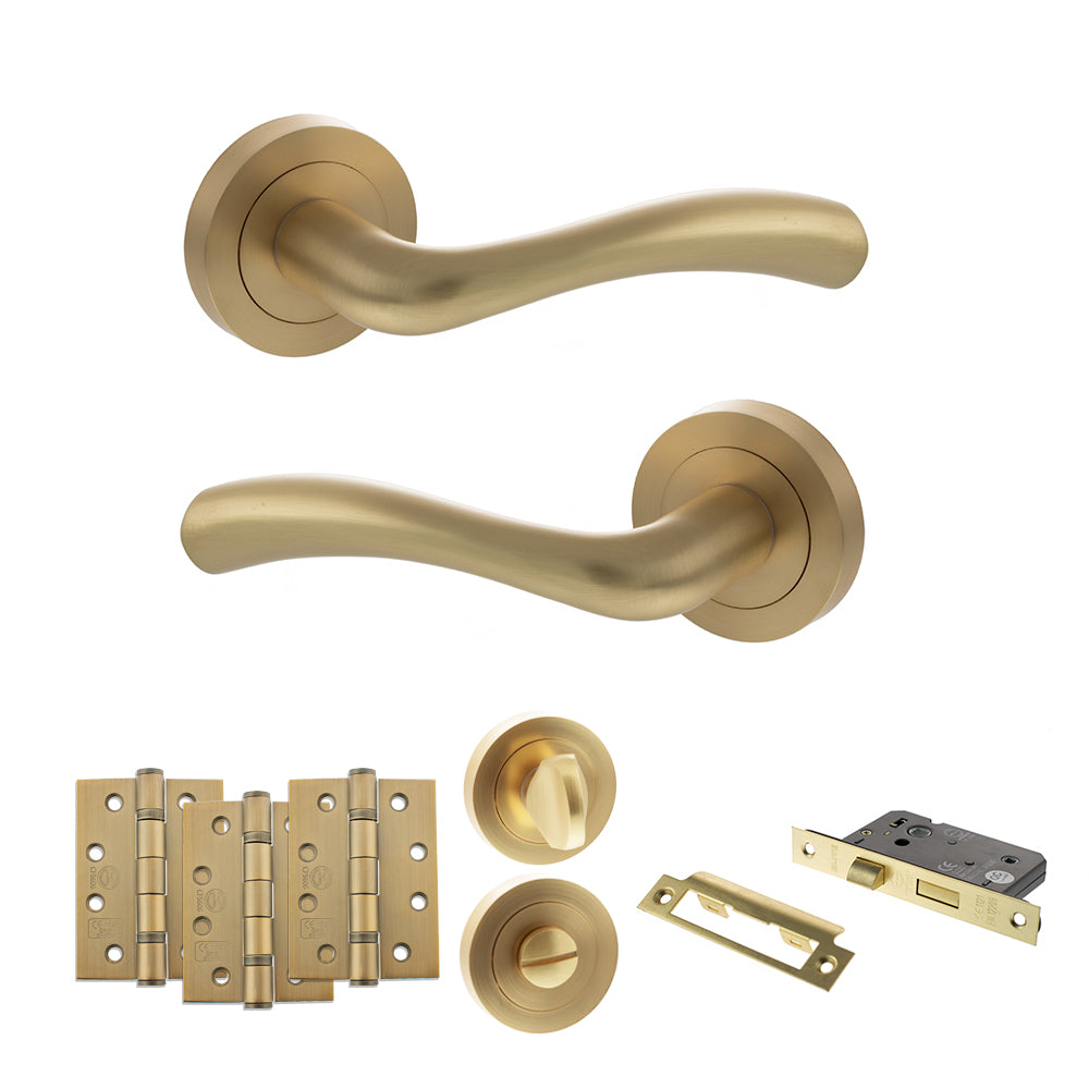 Texas Door Handle Pack in Satin Brass