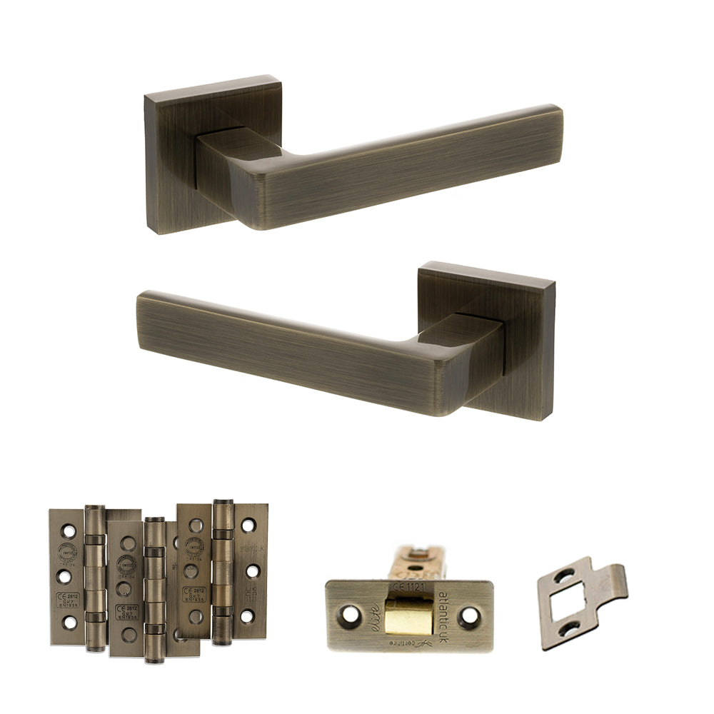 Montana Door Handle Pack in Antique Brass