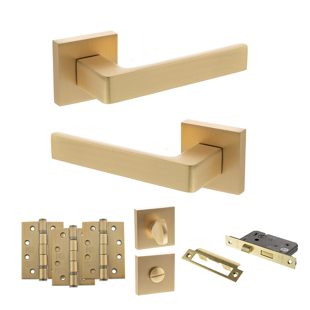 Montana Door Handle Pack in Satin Brass