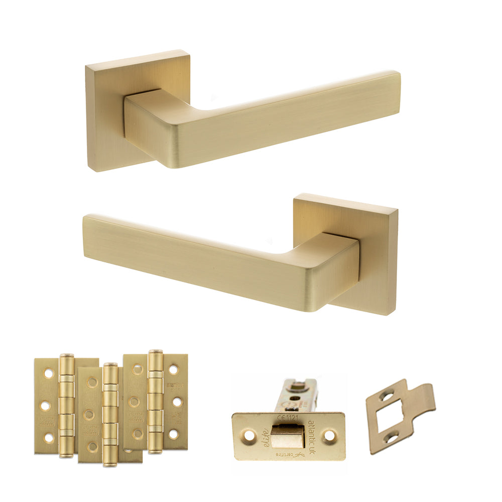 Montana Door Handle Pack in Satin Brass