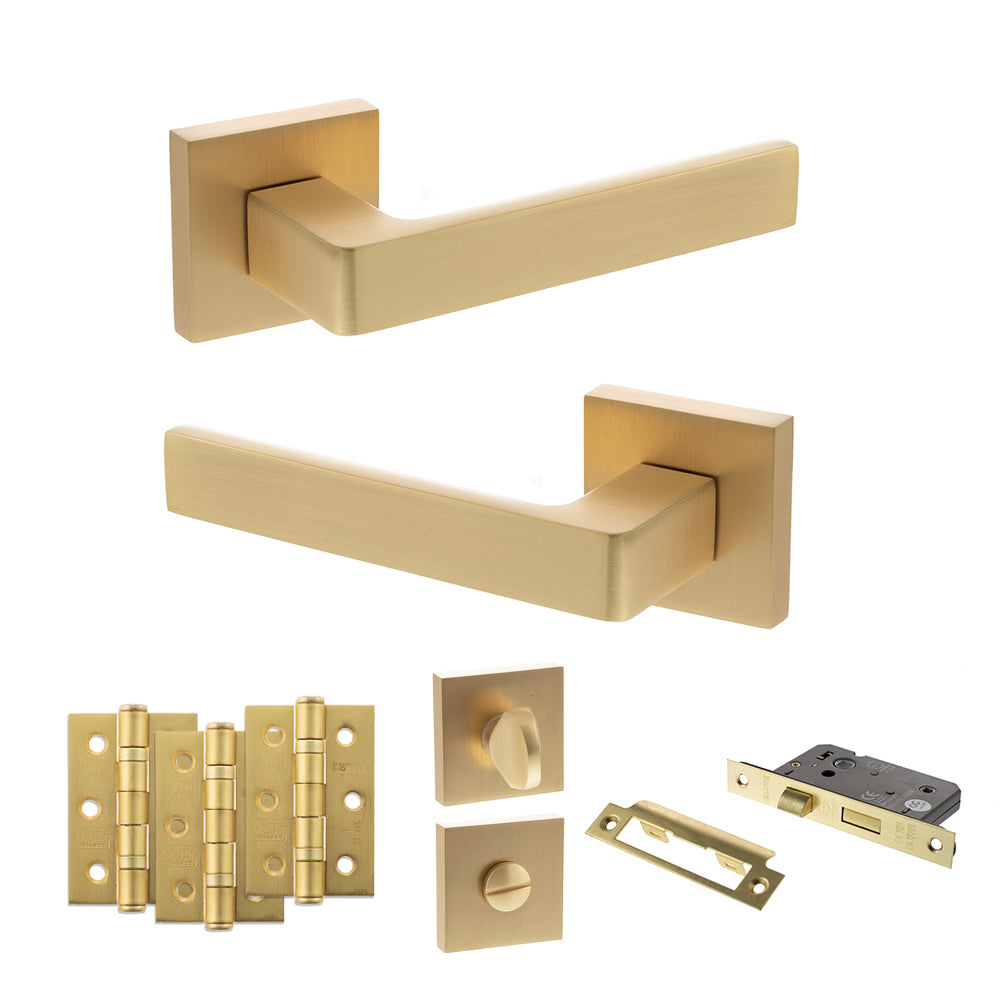 Montana Door Handle Pack in Satin Brass