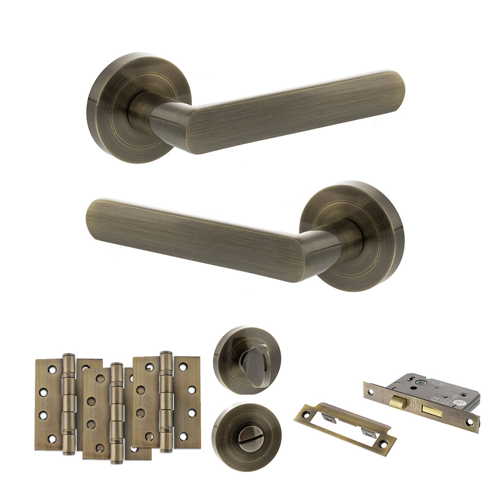 STATUS Carolina Door Handle Pack in Antique Brass
