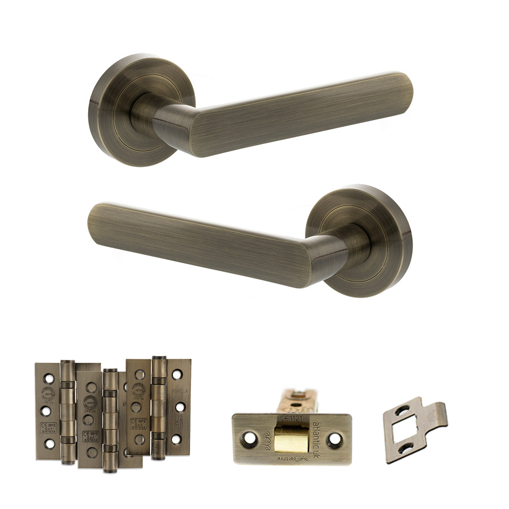STATUS Carolina Door Handle Pack in Antique Brass