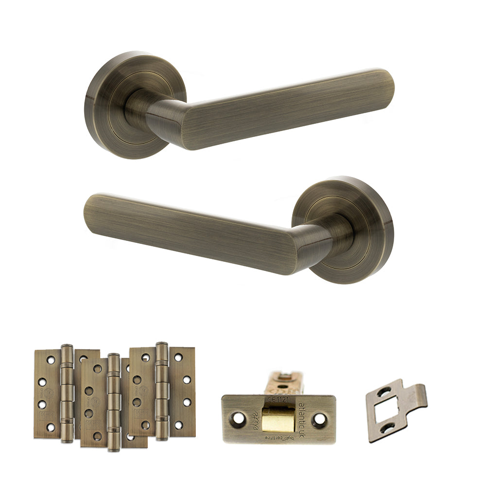 STATUS Carolina Door Handle Pack in Antique Brass