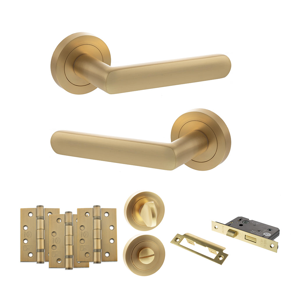 STATUS Carolina Door Handle Pack in Satin Brass