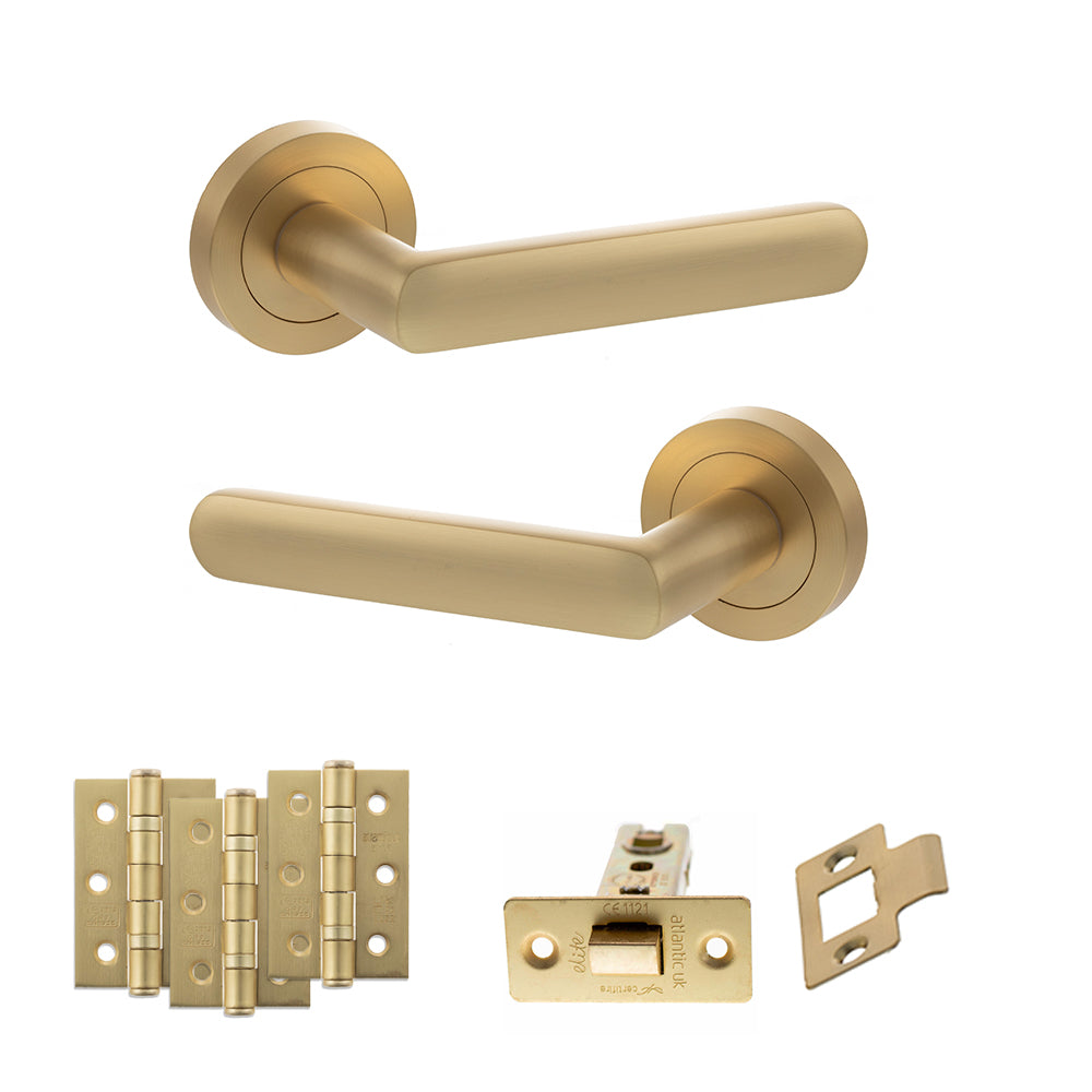 STATUS Carolina Door Handle Pack in Satin Brass