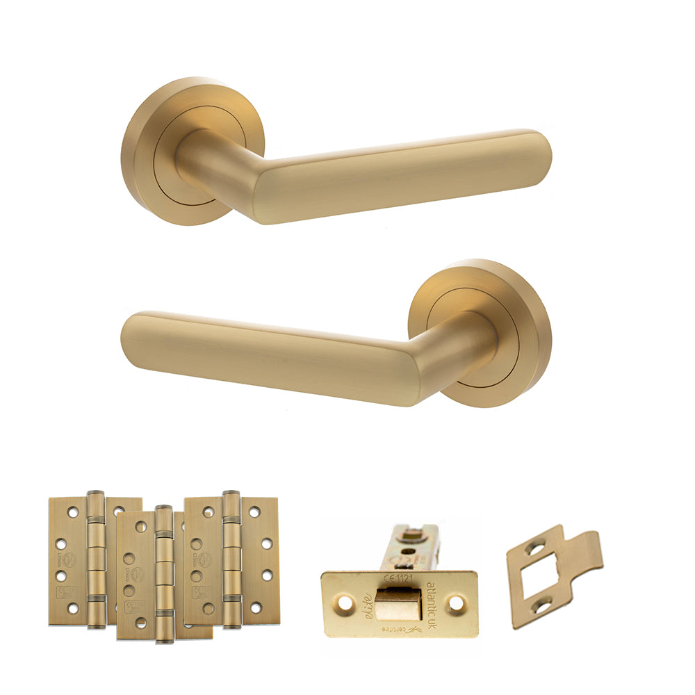 STATUS Carolina Door Handle Pack in Satin Brass
