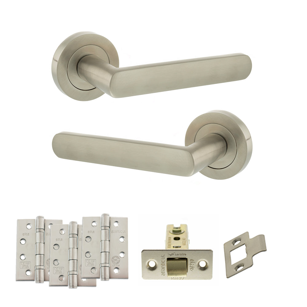 STATUS Carolina Door Handle Pack in Satin Nickel