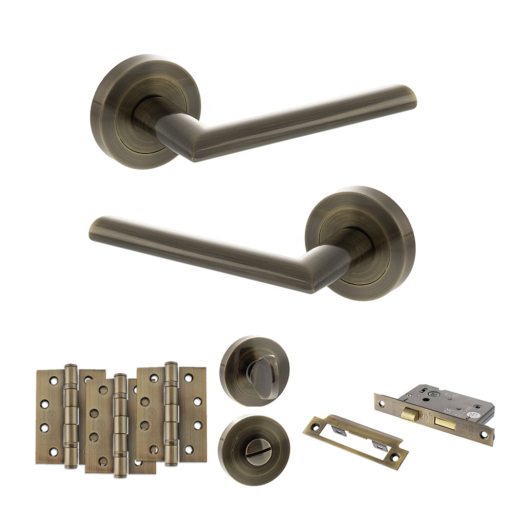 STATUS Alabama Door Handle Pack in Antique Brass