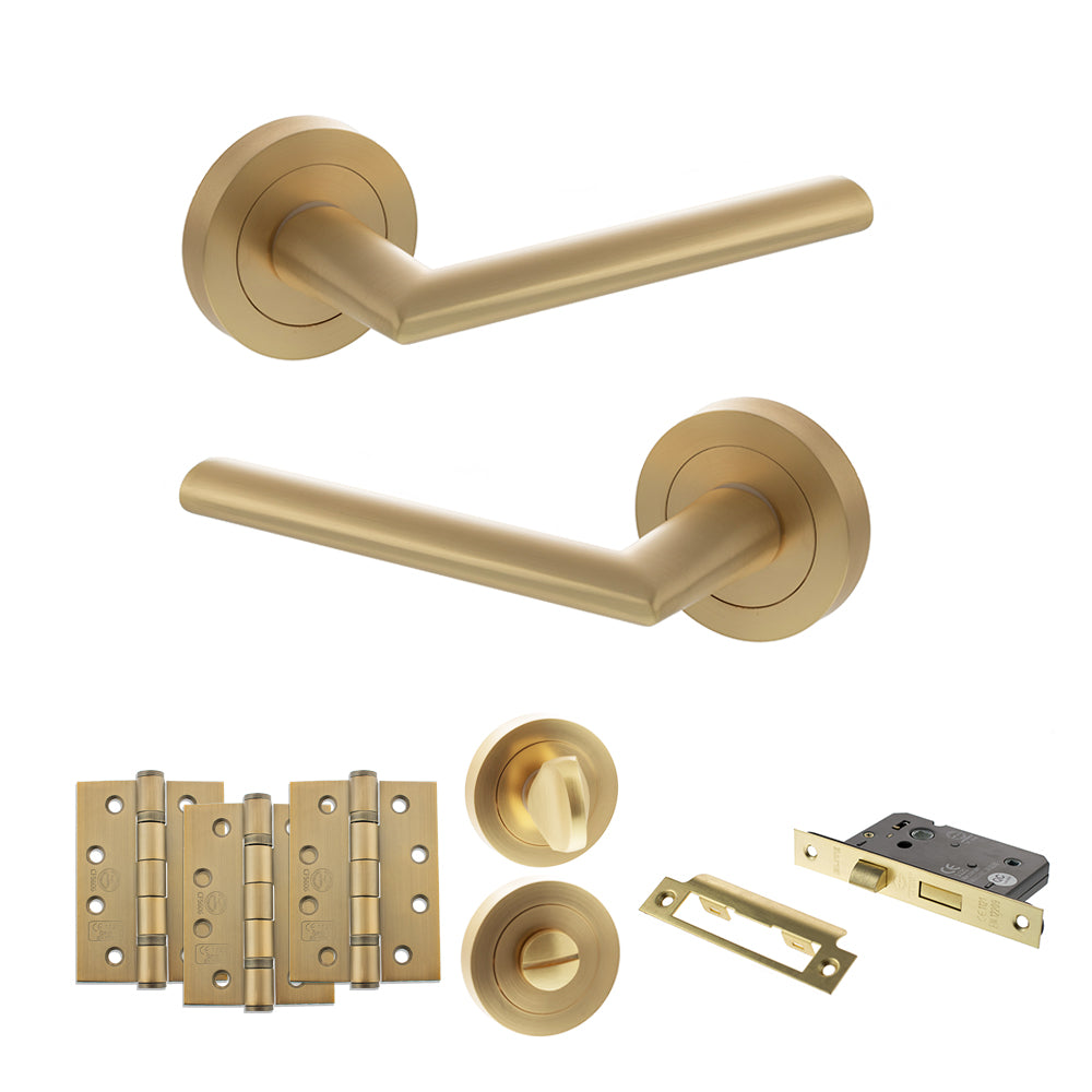 STATUS Alabama Door Handle Pack in Satin Brass
