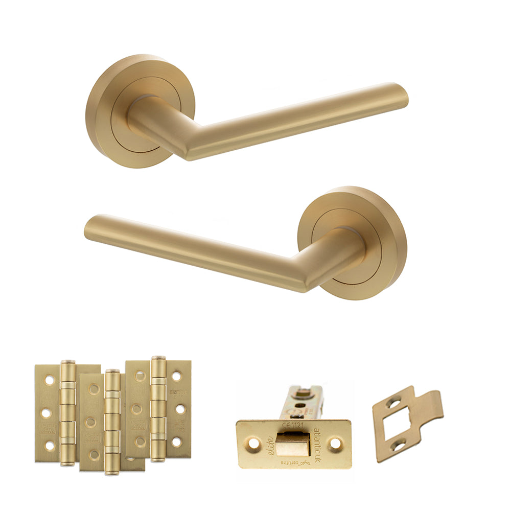 STATUS Alabama Door Handle Pack in Satin Brass