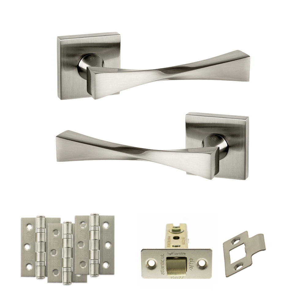 Senza Pari Guido Door Handle Pack in Satin Nickel