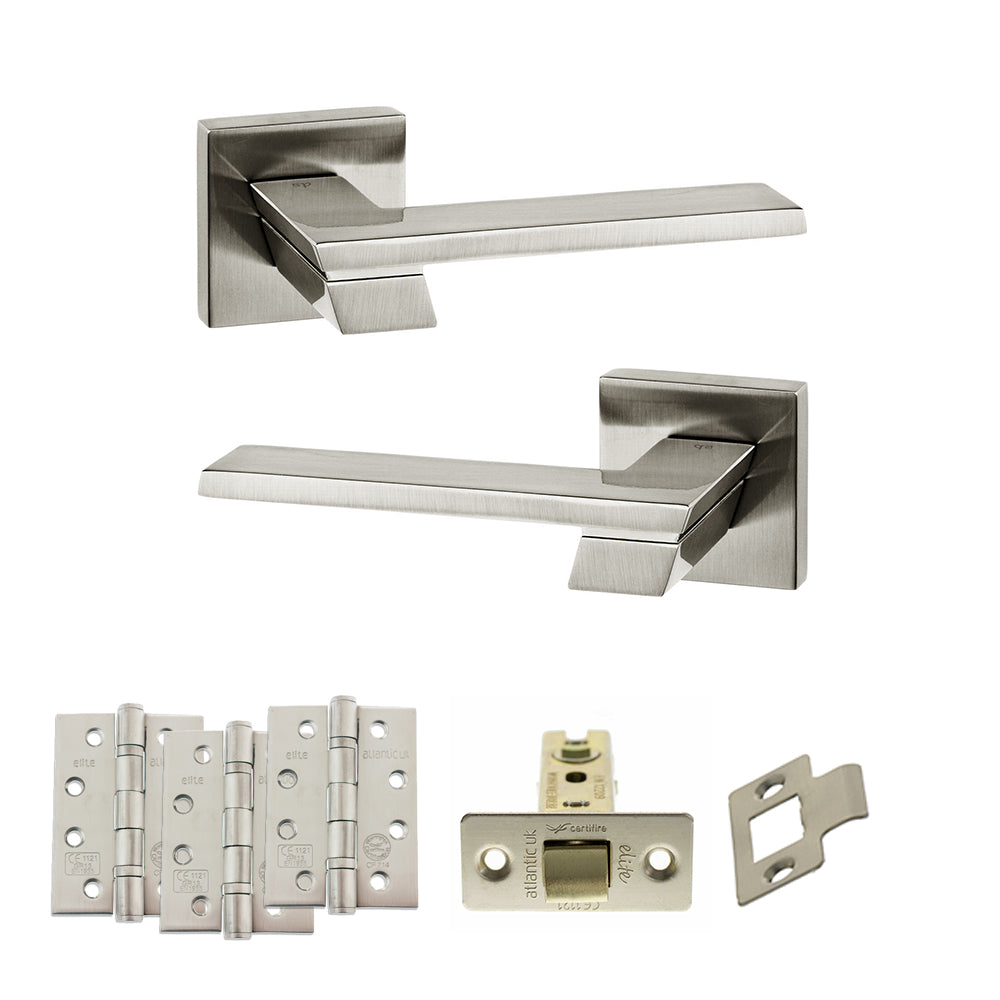 Senza Pari Giovanni Door Handle Pack in Satin Nickel