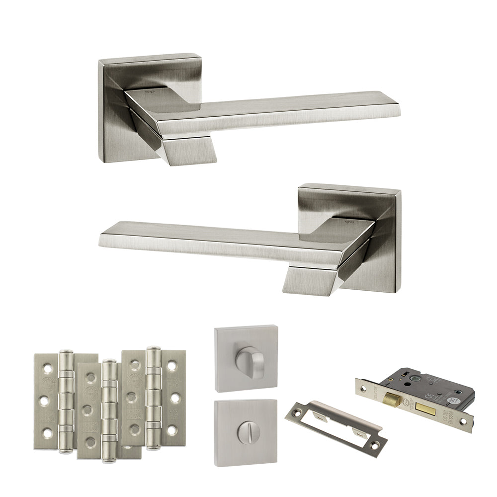 Senza Pari Giovanni Door Handle Pack in Satin Nickel