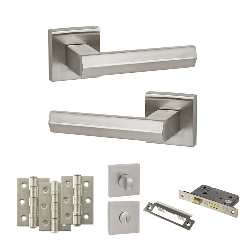Senza Pari Davoli Door Handle Pack in Satin Nickel
