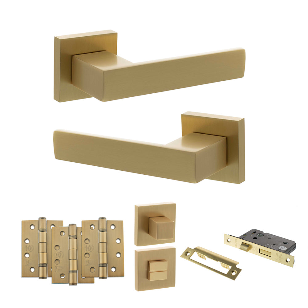 Senza Pari Panetti Door Handle Pack in Satin Brass